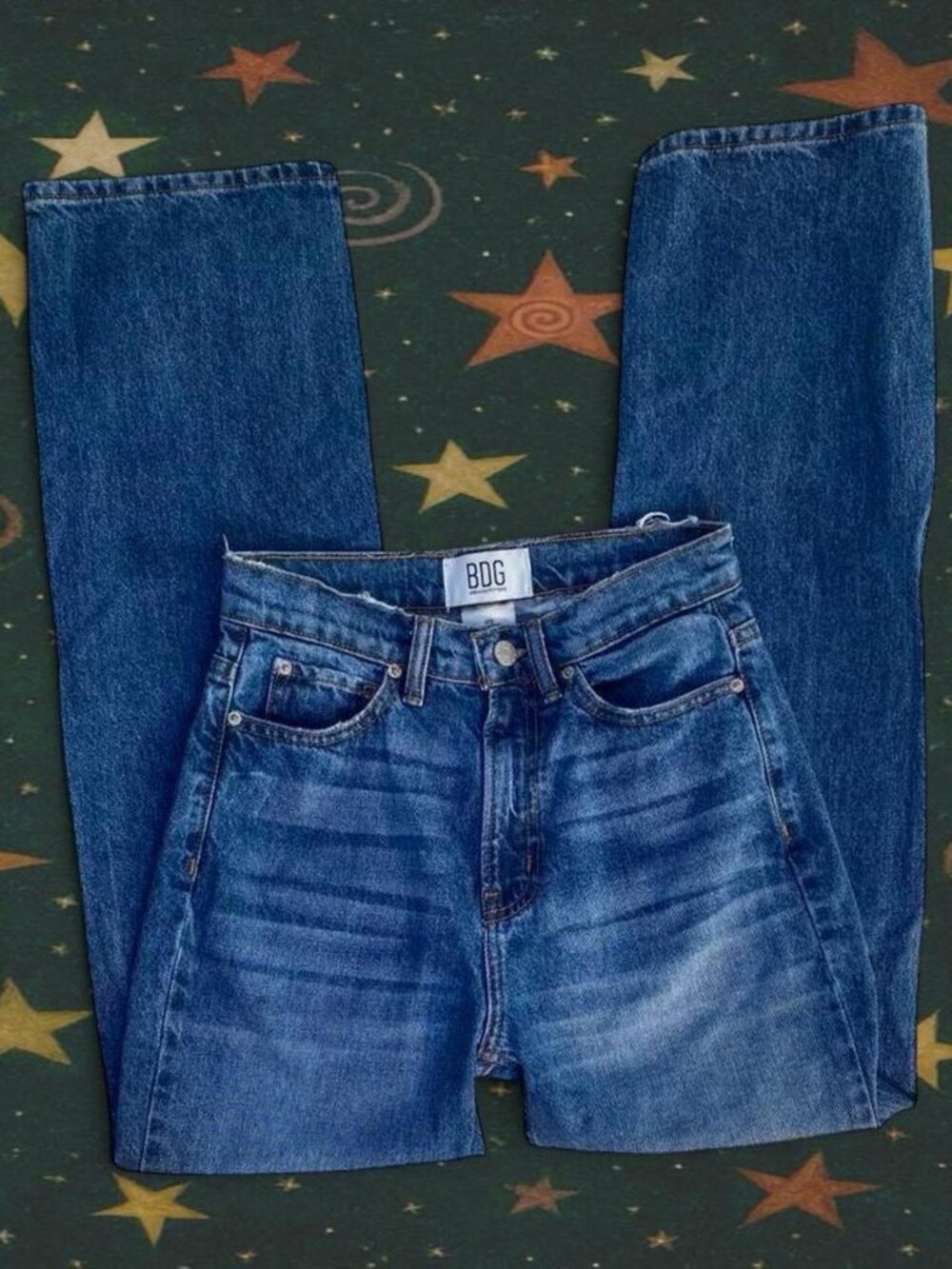 BDG high-waisted straight leg blue jeans